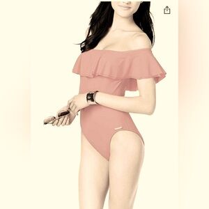 Orange off the shoulder one piece swimsuit